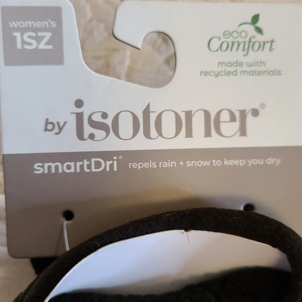 Isotoner Womens One Size EcoComfort Mineral Black SmartDri SmartTouch Gloves